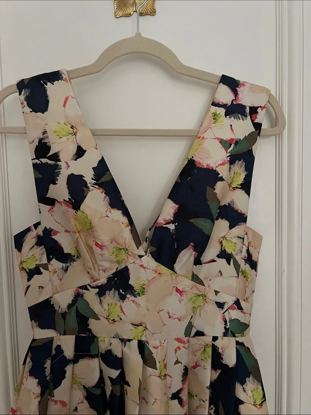 J. Crew Collection Floral V-Neck Fit & Flare Dress in Navy and Cream (2)